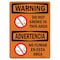 Signmission OSHA WARNING Sign, Do Not Smoke In This Area Bilingual, 14in X 10in Alum, 10" W, 14" L, Landscape OS-WS-A-1014-L-12571 - alternate 1
